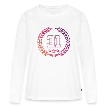 Couronne de 31 chiffres - T-shirt manches longues Premium bio Femme - blanc - Devant - Julia (174cm)