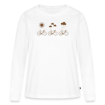 Vélo Route Vélo de montagne par tous les temps - T-shirt manches longues Premium bio Femme - blanc - Devant - Julia (174cm)