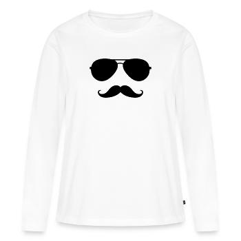moustache - T-shirt manches longues Premium bio Femme - blanc - Devant - Julia (174cm)