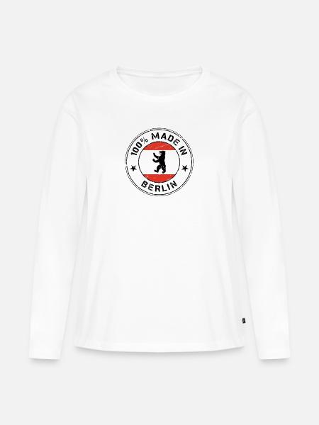 Berlin Geburt Baby Berliner Bär Brandenburger Tor - Frauen Premium Bio Langarmshirt - Weiß
