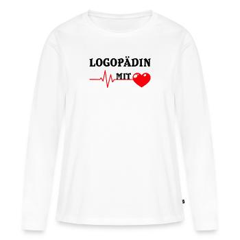 Logopädin mit herz Logopäde Logopädie Pathologe - Frauen Premium Bio Langarmshirt - Weiß - Vorne - Julia (174cm)