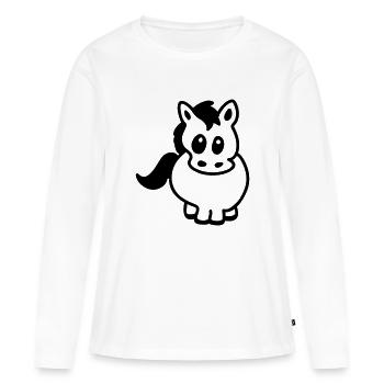 Épaisseur Poney - Line - T-shirt manches longues Premium bio Femme - blanc - Devant - Julia (174cm)
