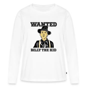 WANTED BILLY - Frauen Premium Bio Langarmshirt - Weiß - Vorne - Julia (174cm)