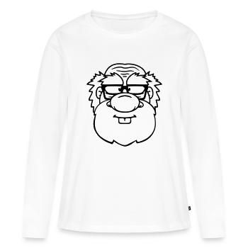 papy vieux papy papa corne lunettes barbe nerd geek - T-shirt manches longues Premium bio Femme - blanc - Devant - Julia (174cm)