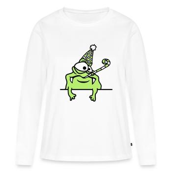 text rahmen schreiben mauer geburtstag alleine ein - Frauen Premium Bio Langarmshirt - Weiß - Vorne - Julia (174cm)