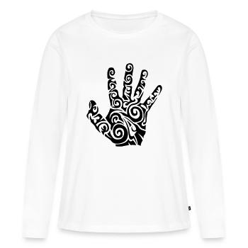 main tribal hand finger 0 - T-shirt manches longues Premium bio Femme - blanc - Devant - Julia (174cm)