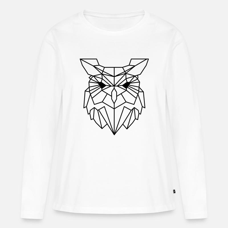 Eule - Frauen Premium Bio Langarmshirt - Weiß
