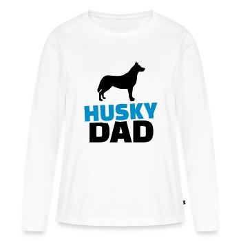 Husky Dad - T-shirt manches longues Premium bio Femme - blanc - Devant - Julia (174cm)