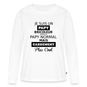 Papy bricoleur - T-shirt manches longues Premium bio Femme - blanc - Devant - Julia (174cm)
