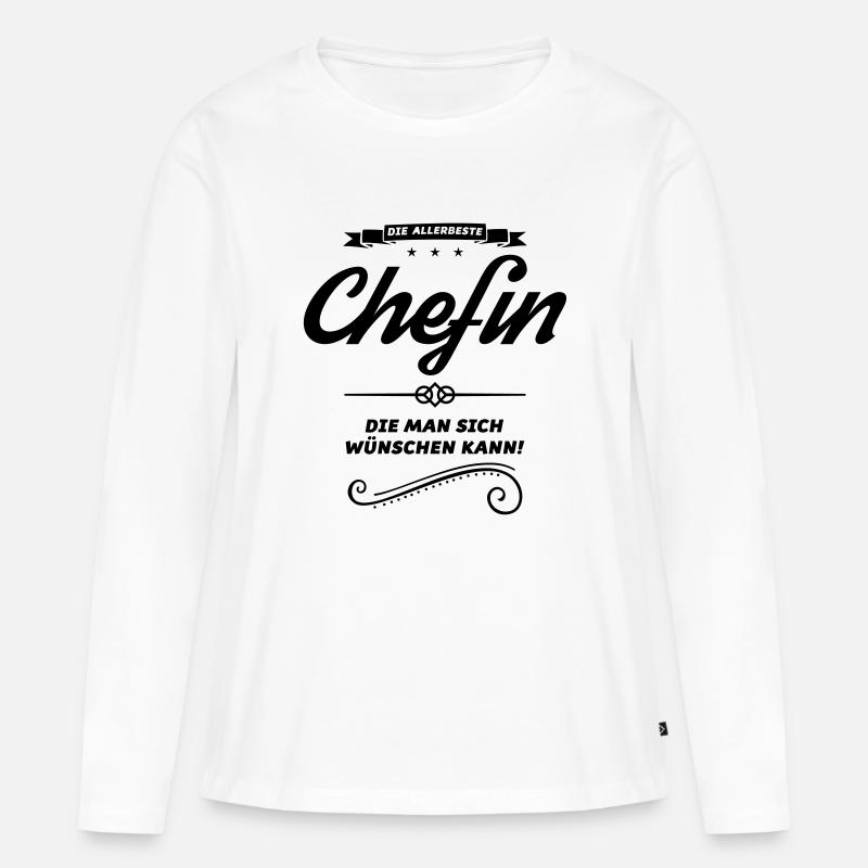 chefin allerbeste - Frauen Premium Bio Langarmshirt - Weiß