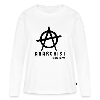 Anarchiste depuis sa naissance - T-shirt manches longues Premium bio Femme - blanc - Devant - Julia (174cm)
