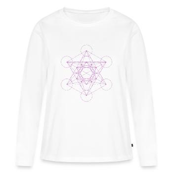 Metatrons Cube magenta - T-shirt manches longues Premium bio Femme - blanc - Devant - Julia (174cm)