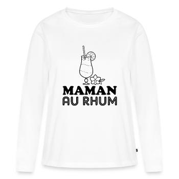 Maman au Rhum - T-shirt manches longues Premium bio Femme - blanc - Devant - Julia (174cm)
