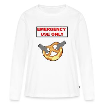Brezel Nur für den Notfall - Frauen Premium Bio Langarmshirt - Weiß - Vorne - Julia (174cm)