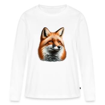 Trippy Polka Dot Fox - Women's Premium Organic Long Sleeve Shirt - white - Front - Julia (174cm)