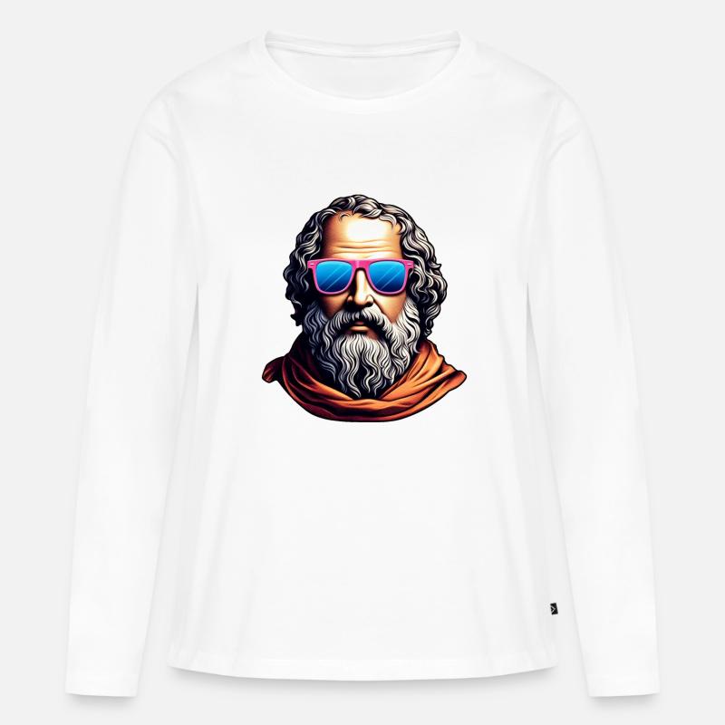 Retro Philosopher Bust - Women's Premium Organic Long Sleeve Shirt - white