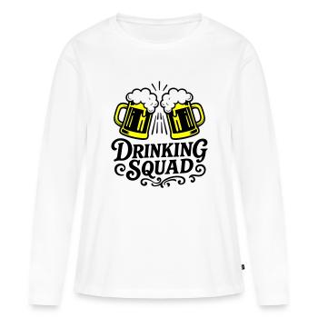 Boire de la bière Squad - T-shirt manches longues Premium bio Femme - blanc - Devant - Julia (174cm)