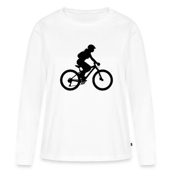 Mountainbike Fahrrad Frau Silhouette - Frauen Premium Bio Langarmshirt - Weiß - Vorne - Julia (174cm)