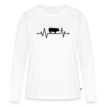 Wildschwein Herzschlag Wildsau EKG Keiler - Frauen Premium Bio Langarmshirt - Weiß - Vorne - Julia (174cm)