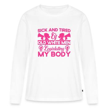 Égalité des sexes Égalité des sexes - T-shirt manches longues Premium bio Femme - blanc - Devant - Julia (174cm)
