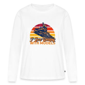 Trains miniatures Voyage en train cadeau - T-shirt manches longues Premium bio Femme - blanc - Devant - Julia (174cm)