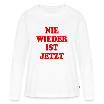 Nie wieder ist jetzt - Frauen Premium Bio Langarmshirt - Weiß - Vorne - Julia (174cm)