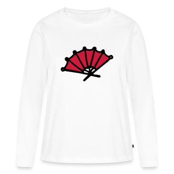 Ventilateur asiatique Éventail asiatique - T-shirt manches longues Premium bio Femme - blanc - Devant - Julia (174cm)