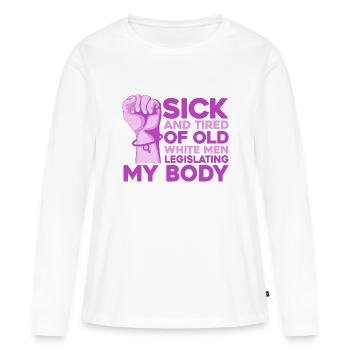 Égalité des sexes Égalité des sexes - T-shirt manches longues Premium bio Femme - blanc - Devant - Julia (174cm)