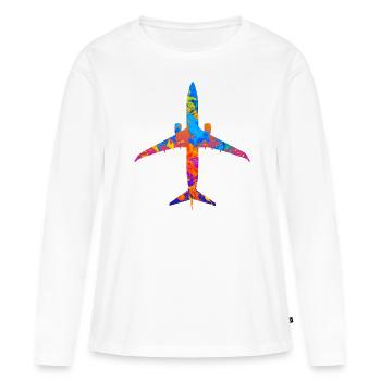 Cadeau avion avion - T-shirt manches longues Premium bio Femme - blanc - Devant - Julia (174cm)