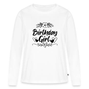 Fille d’anniversaire - T-shirt manches longues Premium bio Femme - blanc - Devant - Julia (174cm)