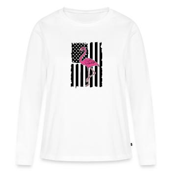 Flamingo Pink Flamingo Flamingo Geschenk - Frauen Premium Bio Langarmshirt - Weiß - Vorne - Julia (174cm)