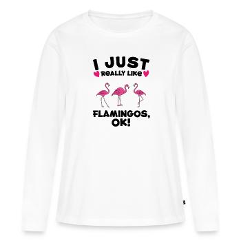 Flamingo Pink Flamingo Flamingo Geschenk - Frauen Premium Bio Langarmshirt - Weiß - Vorne - Julia (174cm)