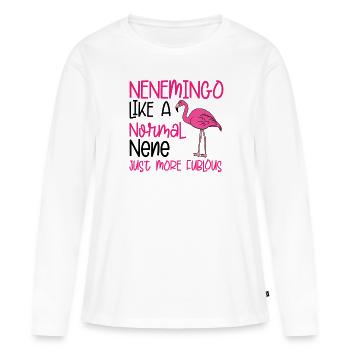 Flamingo Pink Flamingo Flamingo Geschenk - Frauen Premium Bio Langarmshirt - Weiß - Vorne - Julia (174cm)