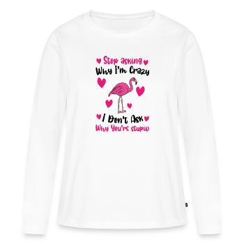 Flamingo Pink Flamingo Flamingo Geschenk - Frauen Premium Bio Langarmshirt - Weiß - Vorne - Julia (174cm)