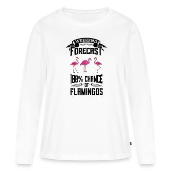 Flamingo Pink Flamingo Flamingo Geschenk - Frauen Premium Bio Langarmshirt - Weiß - Vorne - Julia (174cm)