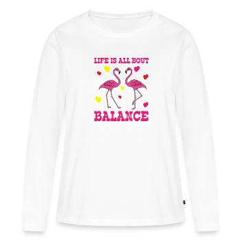 Flamingo Pink Flamingo Flamingo Geschenk - Frauen Premium Bio Langarmshirt - Weiß - Vorne - Julia (174cm)