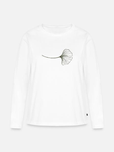 Ginko Blatt - Frauen Premium Bio Langarmshirt - Weiß