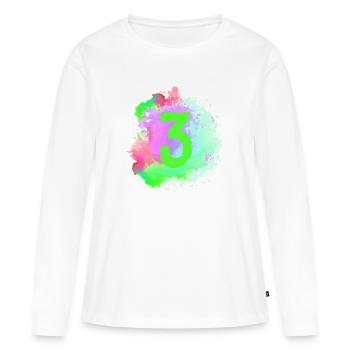 3 Nombre d’objets blob - T-shirt manches longues Premium bio Femme - blanc - Devant - Julia (174cm)