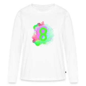 8 Nombre d’objets blob - T-shirt manches longues Premium bio Femme - blanc - Devant - Julia (174cm)
