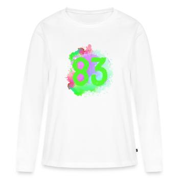 83 Nombre d’objets blob - T-shirt manches longues Premium bio Femme - blanc - Devant - Julia (174cm)