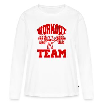 Workout Team - Frauen Premium Bio Langarmshirt - Weiß - Vorne - Julia (174cm)