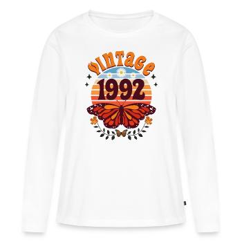 Rétro et Vintage 1992 Femme 30 Ans Anniversaire - T-shirt manches longues Premium bio Femme - blanc - Devant - Julia (174cm)
