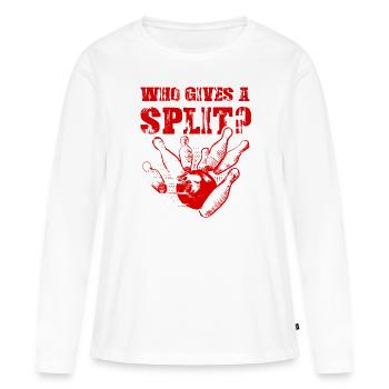 Bowling Split - T-shirt manches longues Premium bio Femme - blanc - Devant - Julia (174cm)
