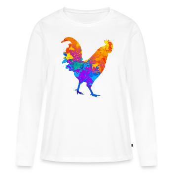 Poulet Poulet Éleveur de poulet Chuchoteur de poulet - T-shirt manches longues Premium bio Femme - blanc - Devant - Julia (174cm)