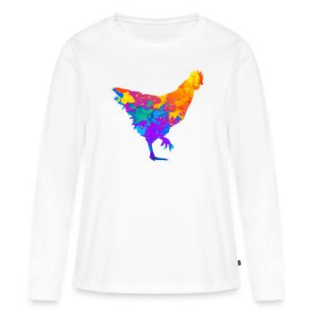 Poulet Poulet Gardien de poulet Chuchoteur de poulet - T-shirt manches longues Premium bio Femme - blanc - Devant - Julia (174cm)