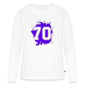 70 Nombre d’objets blob - T-shirt manches longues Premium bio Femme - blanc - Devant - Julia (174cm)