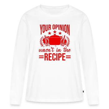 Recette de cuisine - T-shirt manches longues Premium bio Femme - blanc - Devant - Julia (174cm)