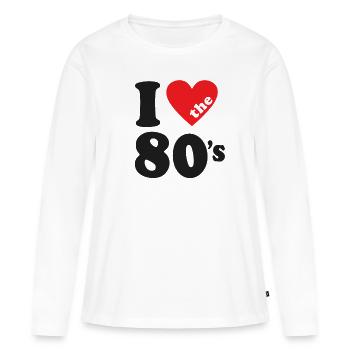 J’adore le carnaval rétro des années 80 Fête à thème des années 80 - T-shirt manches longues Premium bio Femme - blanc - Devant - Julia (174cm)