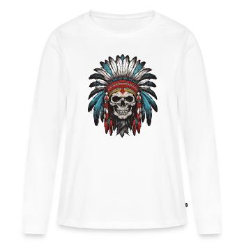 Apache Indianer Häuptling Totenkopf - Frauen Premium Bio Langarmshirt - Weiß - Vorne - Julia (174cm)