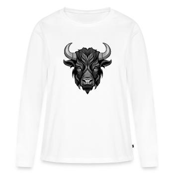 Tête de taureau Taureau - T-shirt manches longues Premium bio Femme - blanc - Devant - Julia (174cm)